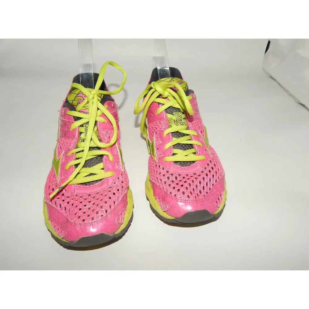 Mizuno Wave Precision 13 Women Sneaker Size 8 Pink Green - Picture 2 of 8